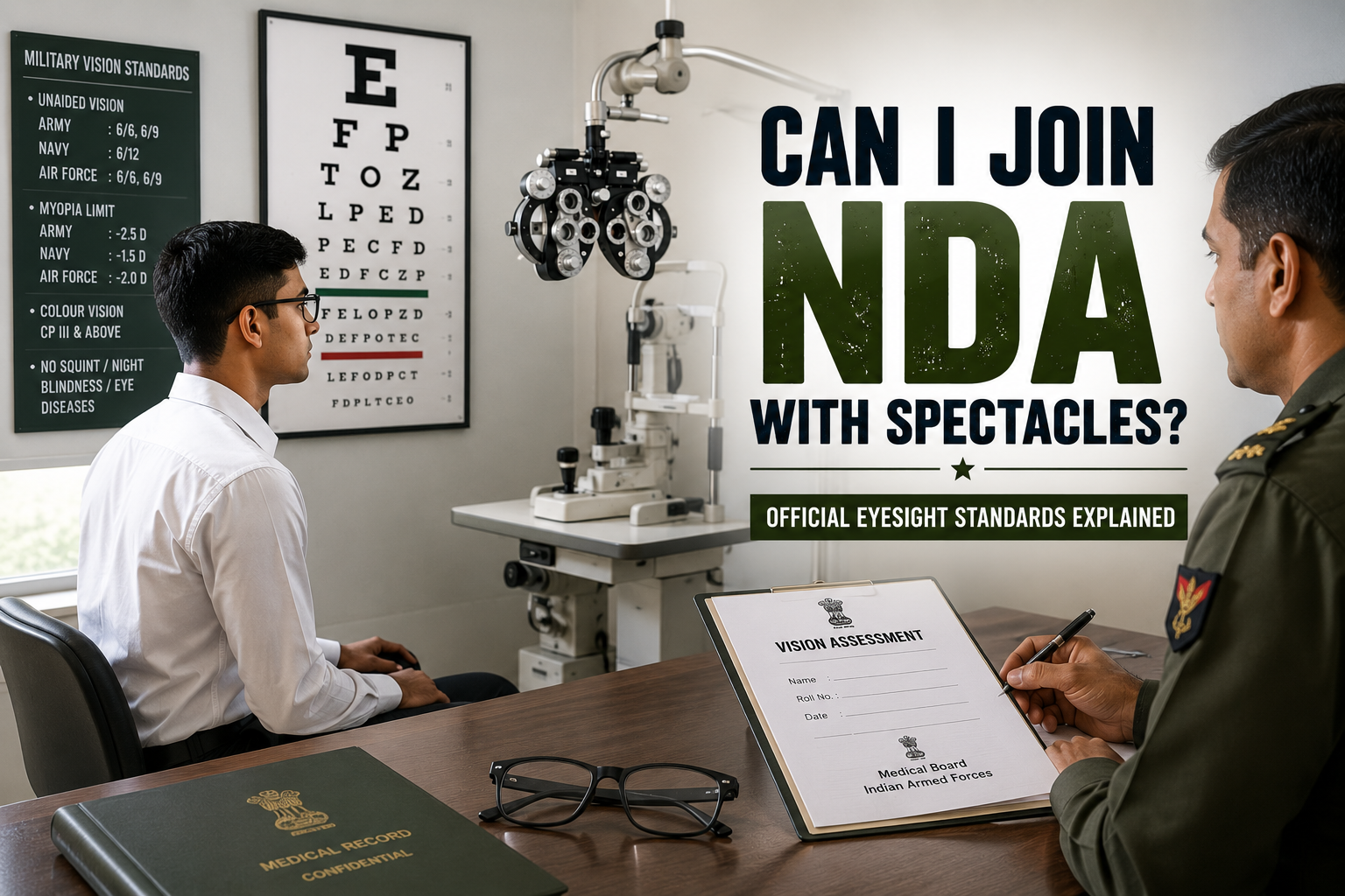 Read more about the article Can I Join NDA With Spectacles or Poor Eyesight? Here Is What You Actually Need to Know