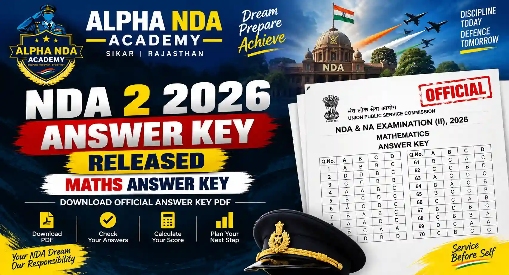 NDA 2 Answer Key 2026 Download PDF - Maths