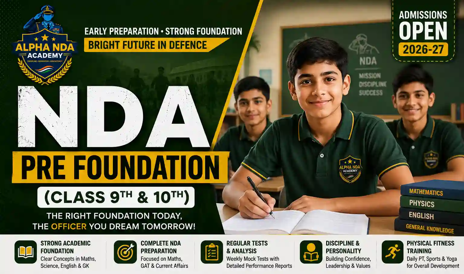 NDA Pre Foundation Coaching for Class 9th and 10th in Sikar Rajasthan - Alpha NDA Academy