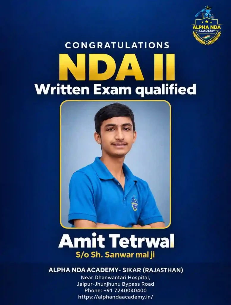 Amit tetrwal NDA written Qualified at Alpha NDA Academy