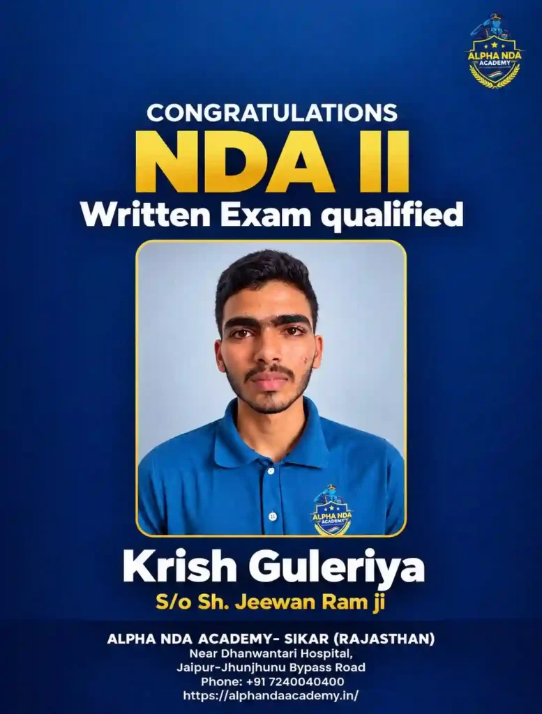 Krish Guleriya NDA written Qualified at Alpha NDA Academy