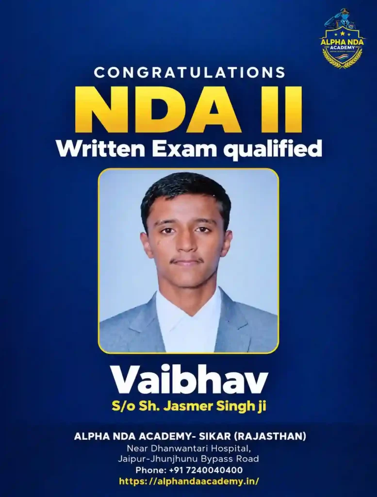 Vaibhav NDA written Qualified at Alpha NDA Academy